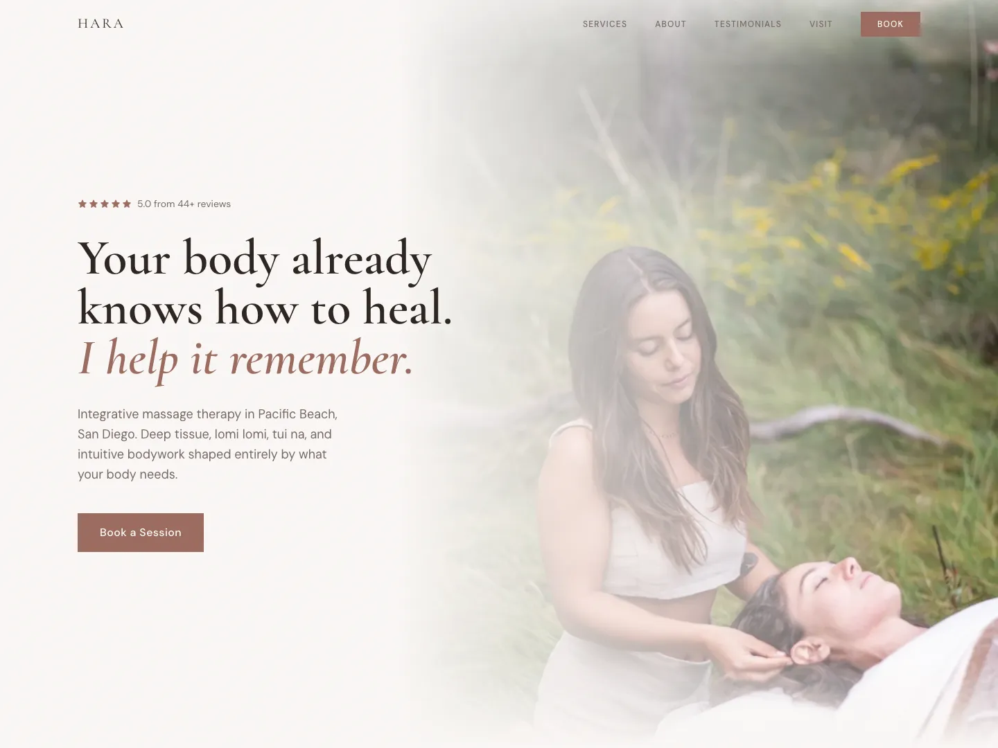 Hara Healing Arts website screenshot - built by TheGoodSite.co